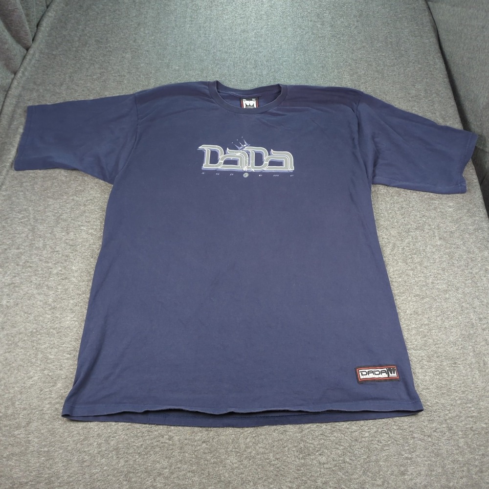 Damani Dada Shirt Mens 2XL Navy Blue Y2K Baggy Skate Casual